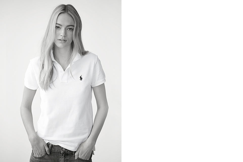 white women's polo style shirt