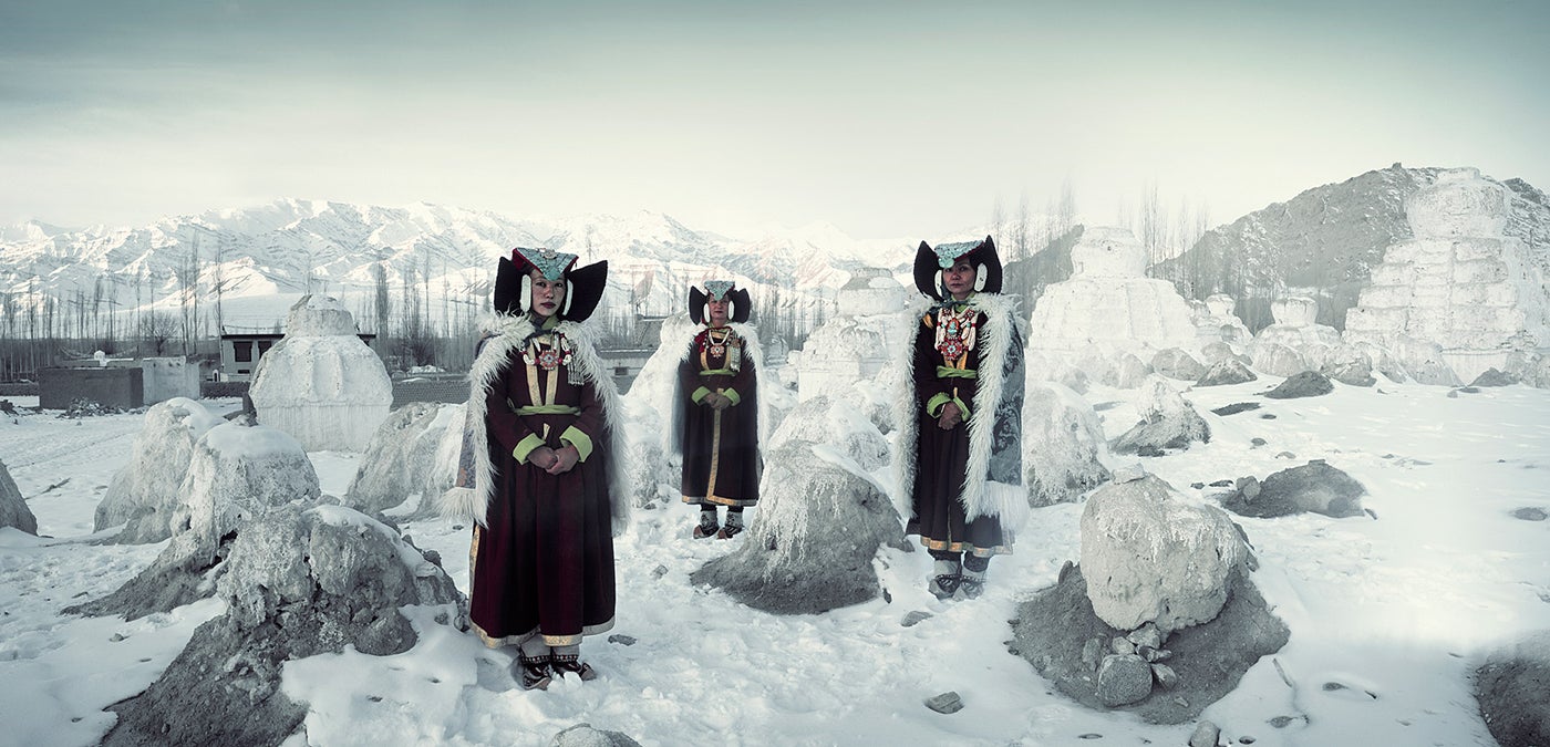 <span>Perak women from the Thiksey Monastery in Ladakh, a cold desert in northern India</span>.<br/> 
