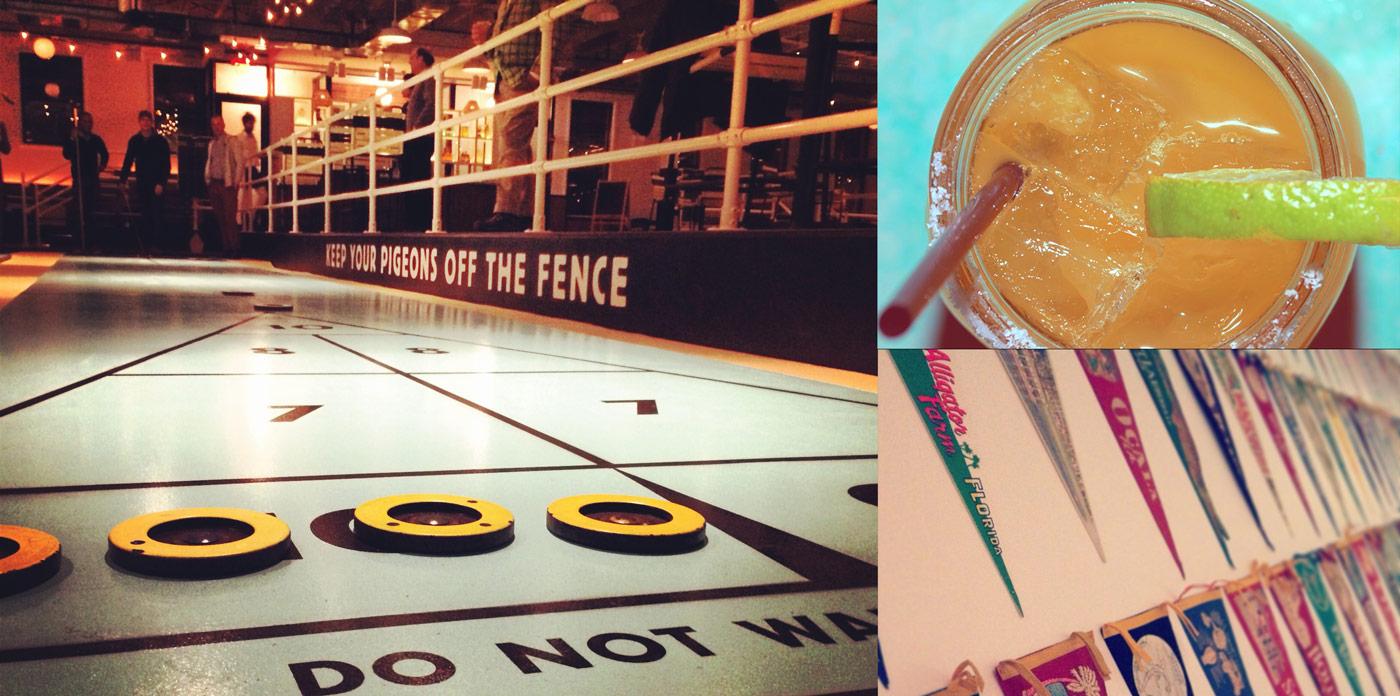 Open courts, cold drinks, and vintage décor at Brooklyn's Royal Palms Shuffleboard Club