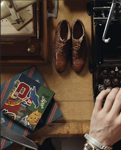 Video of man typing on typewriter