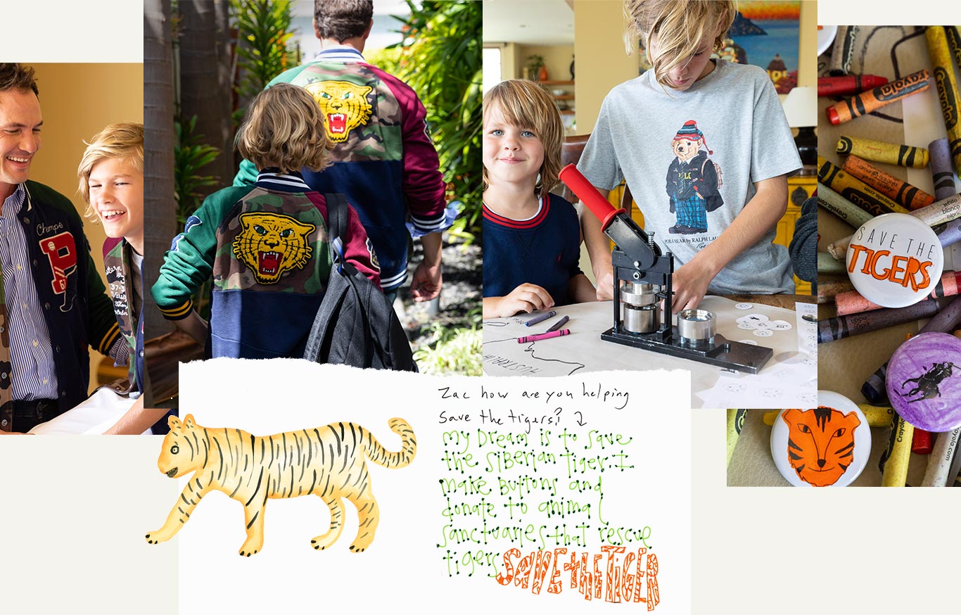 Collage of photos of sons and dad in various Polo outfits.