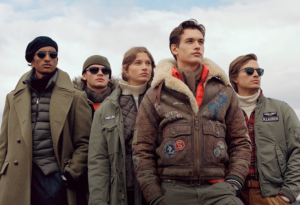 Men in army green & brown military-inspired jackets & coats
