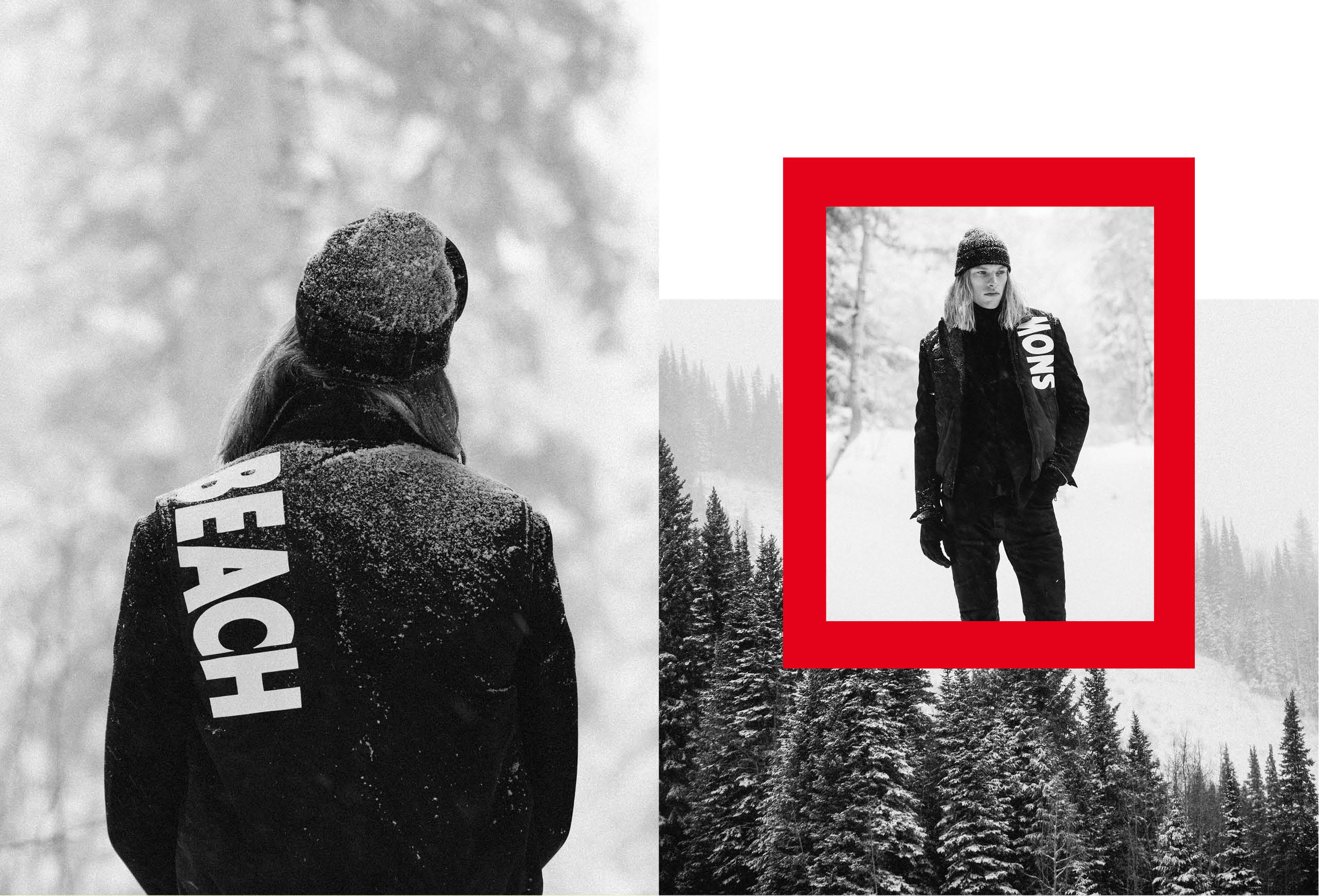 The 2018 Snow Beach campaign, featuring the Color and Black & White collections