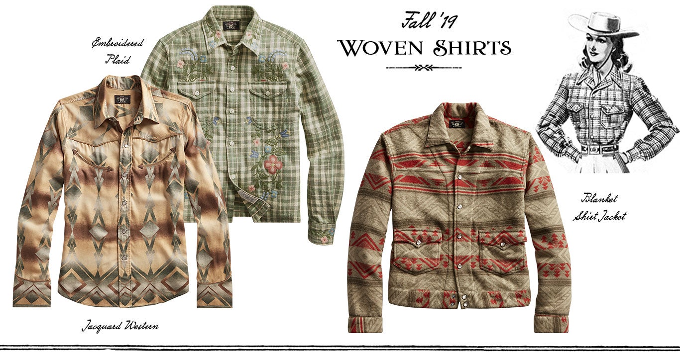 Woven shirts with plaid & Southwestern patterns