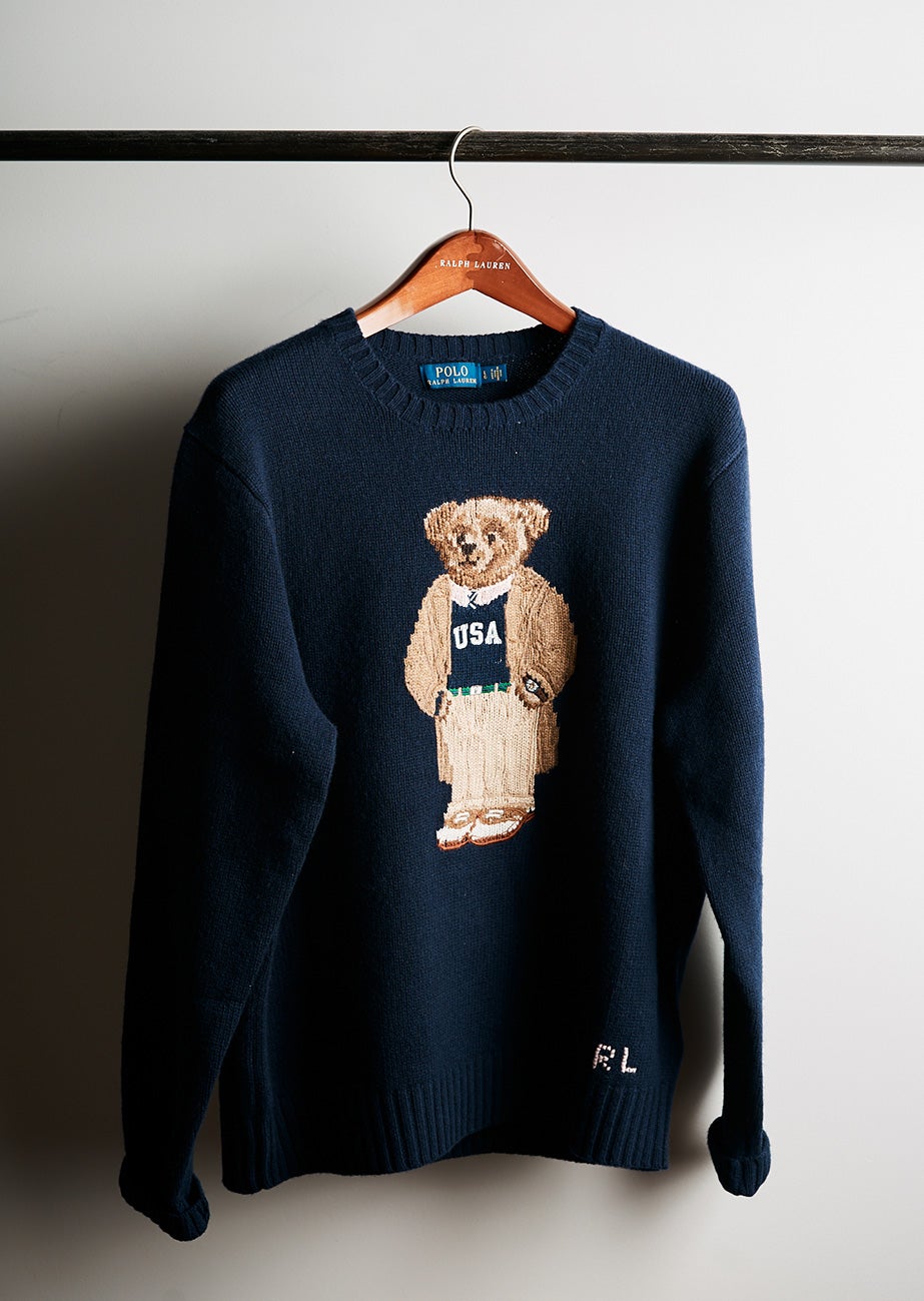 The Collegiate Bear Sweater. Available exclusively on The Polo App