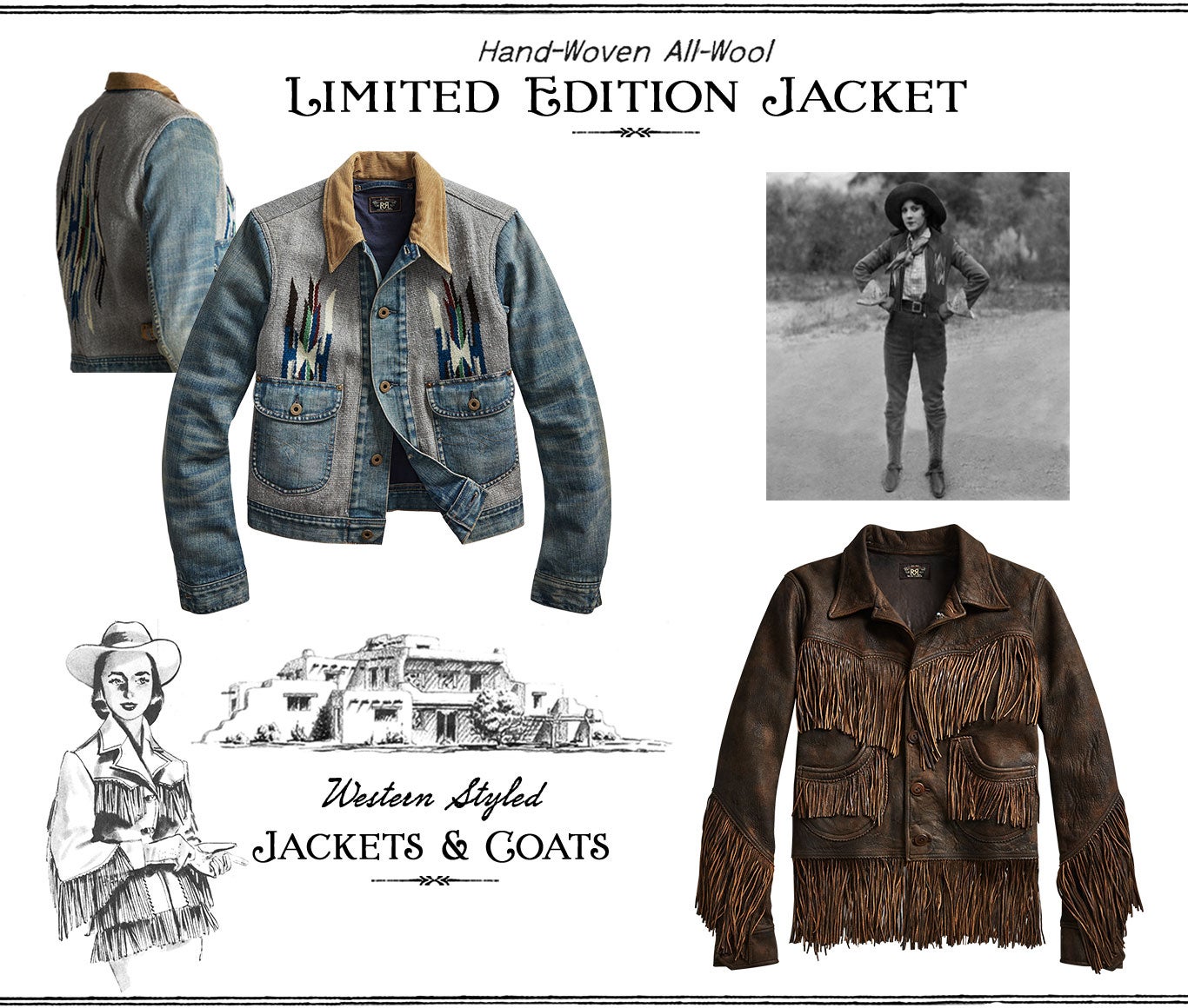 Denim-and-wool & fringe leather Southwestern-inspired jackets