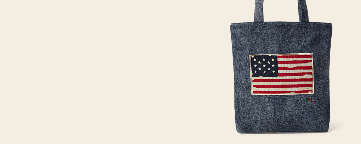 Alternating image of denim tote, striped backpack, embroidered belt, and navy baseball cap.