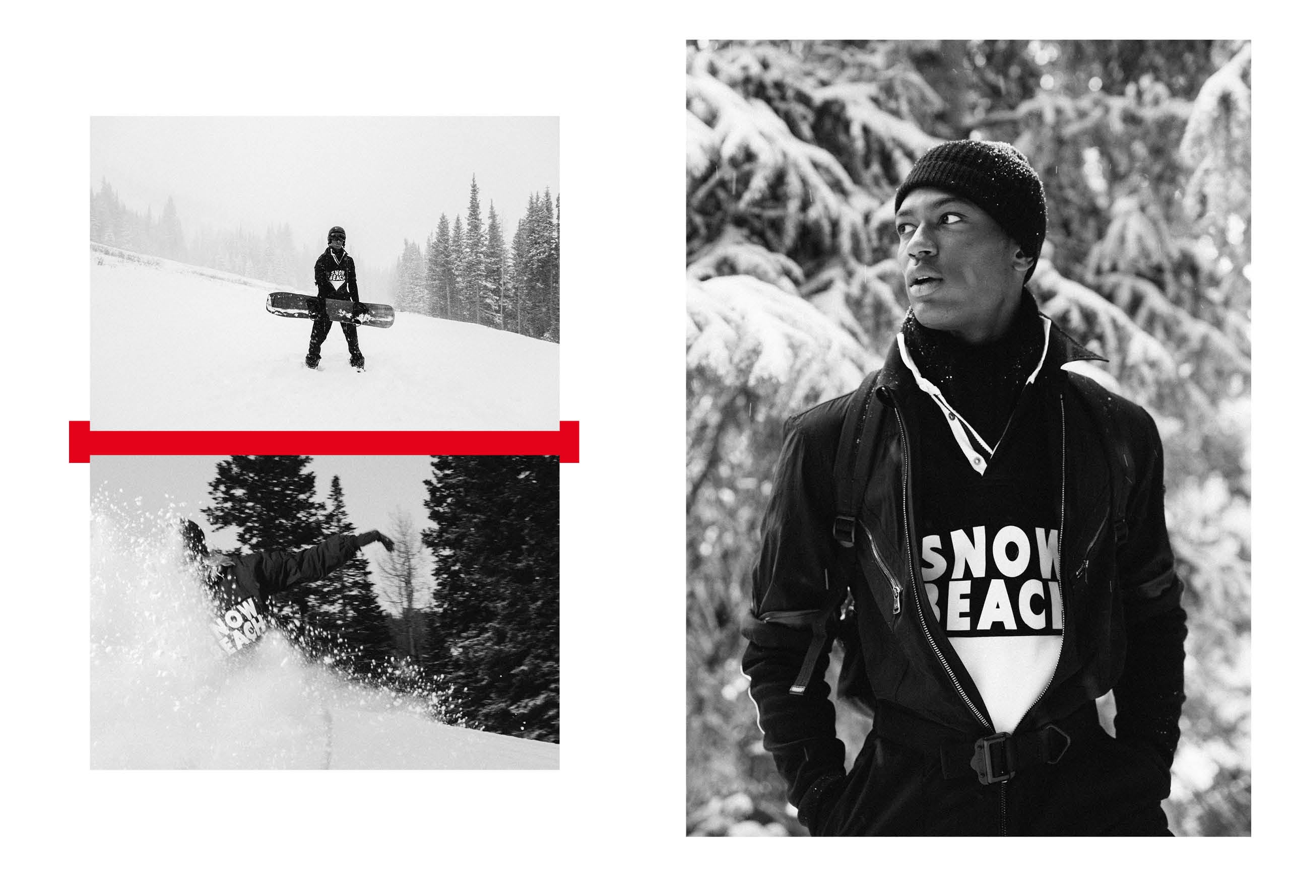 The 2018 Snow Beach campaign, featuring the Color and Black & White collections