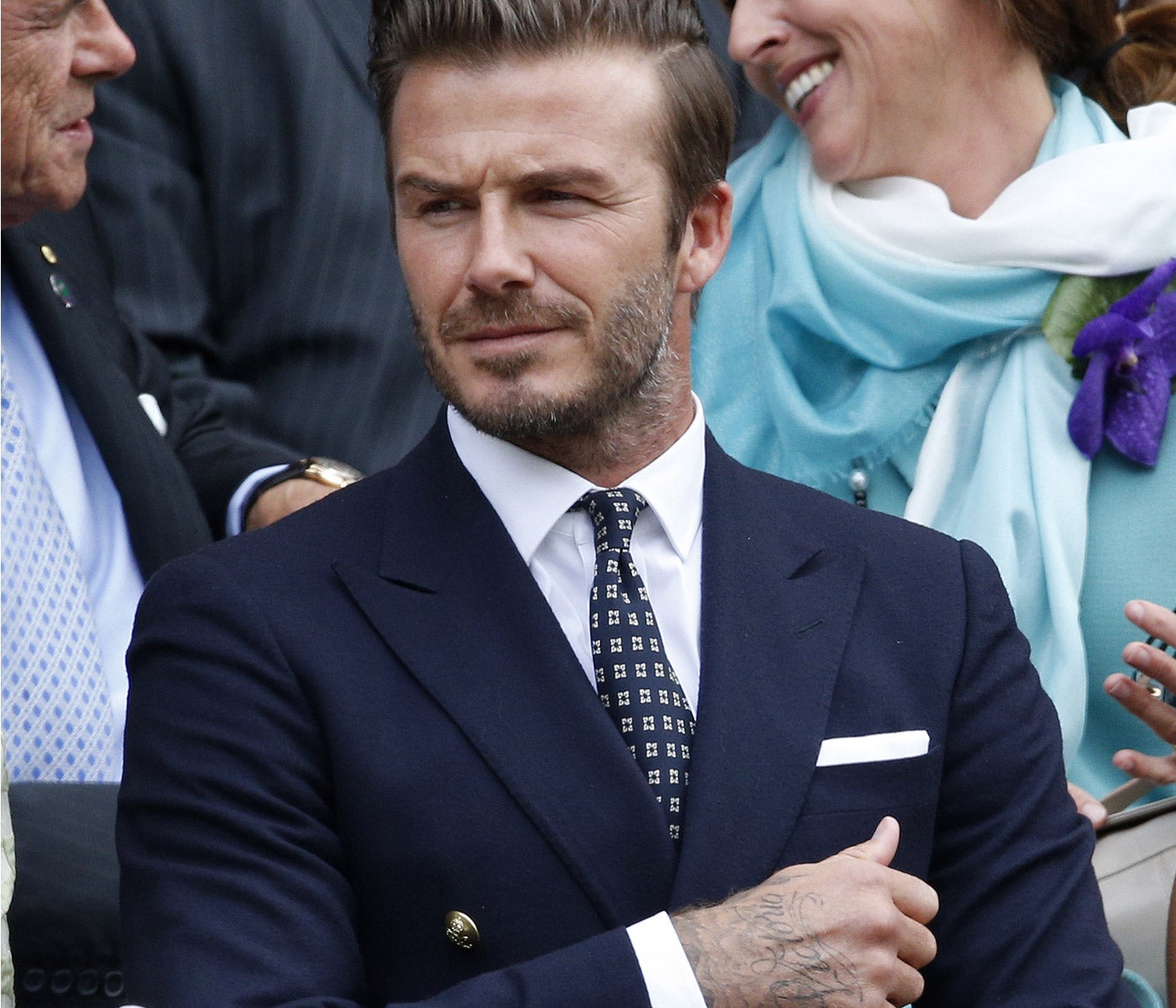 David Beckham wearing Polo Ralph Lauren at Wimbledon in 2014