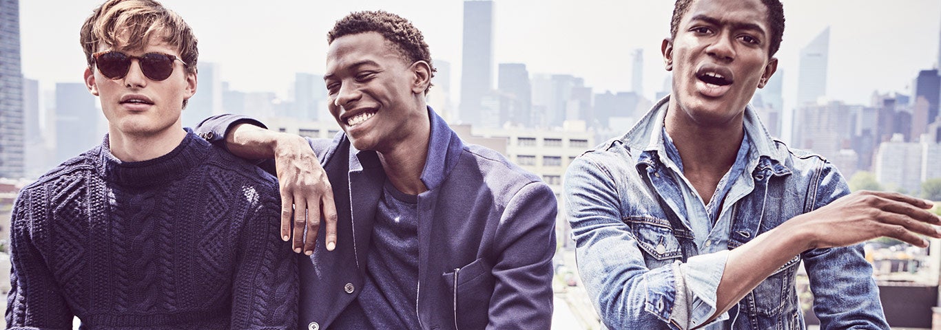 Three men on rooftop in nineties-inspired Polo styles