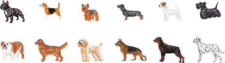 Two rows of dog embroidery options