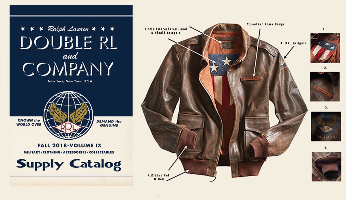 Brown leather bomber jacket & close-up shots of its features