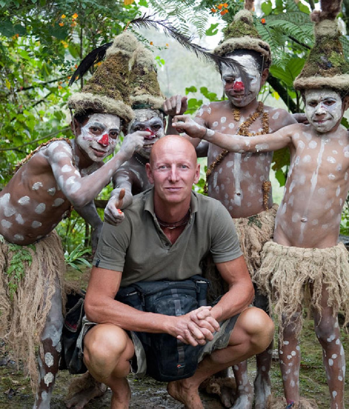 Jimmy Nelson in Goroka, Papua New Guinea, where he photographed indigenous peoples for his 2013, book <i>Before They Pass Away</i>.