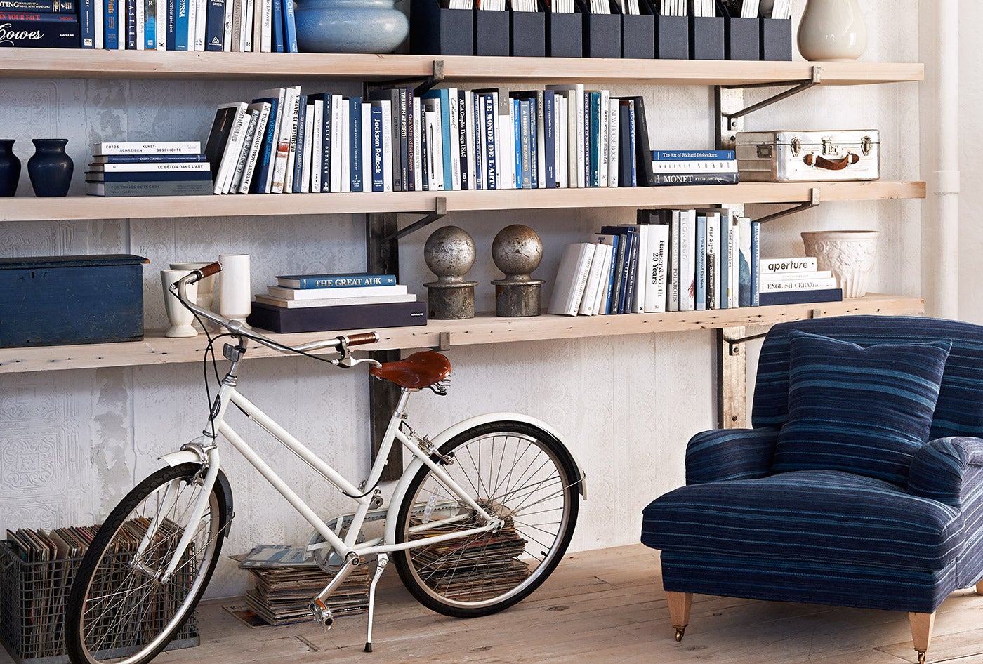 A perfectly styled bookshelf from the Ralph Lauren Home Elizabeth Street collection