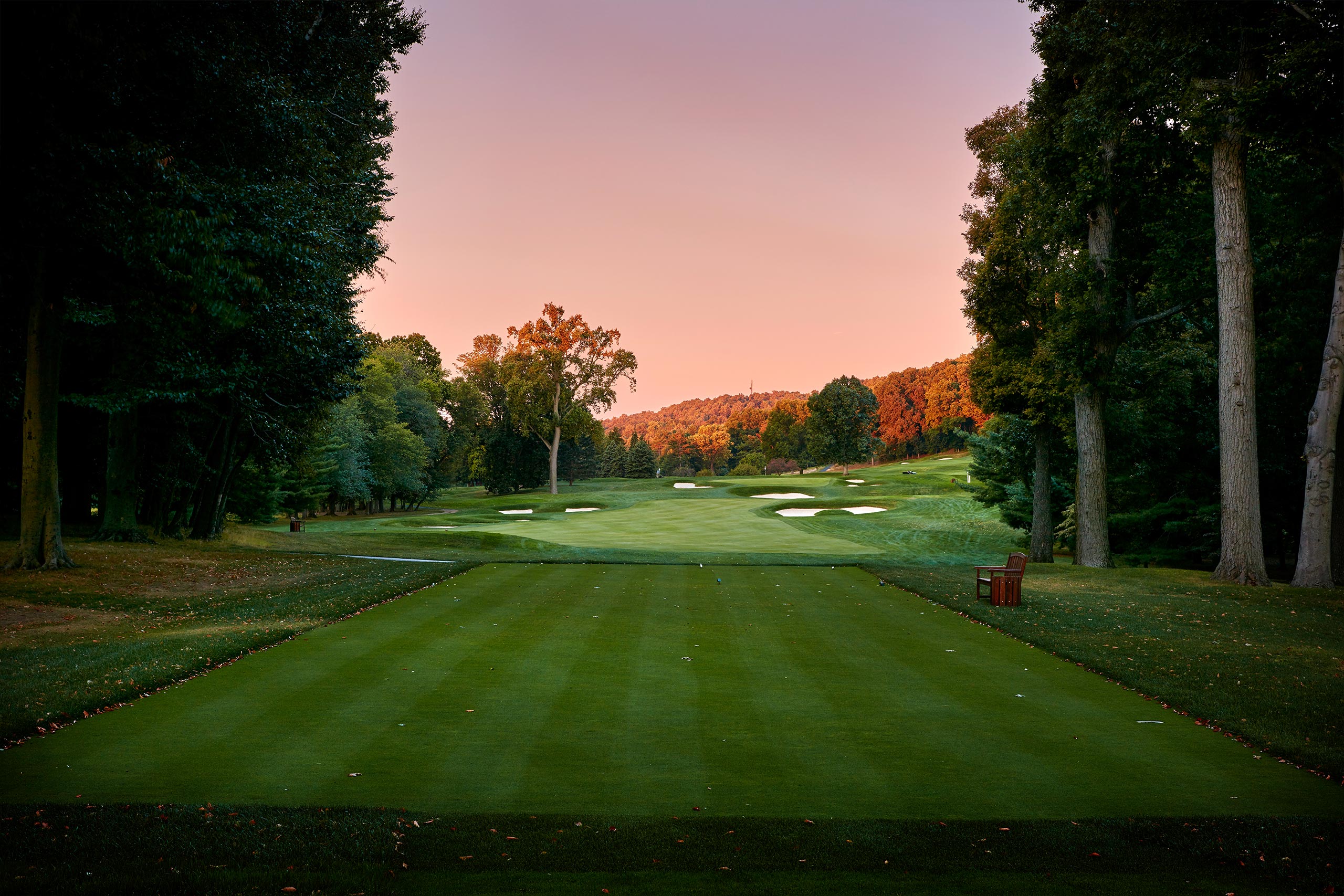 Sunset over the fifth hole