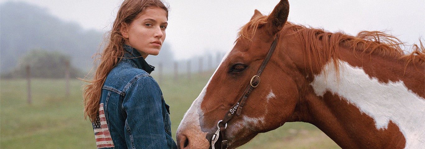 Horse saddle & distressed denim