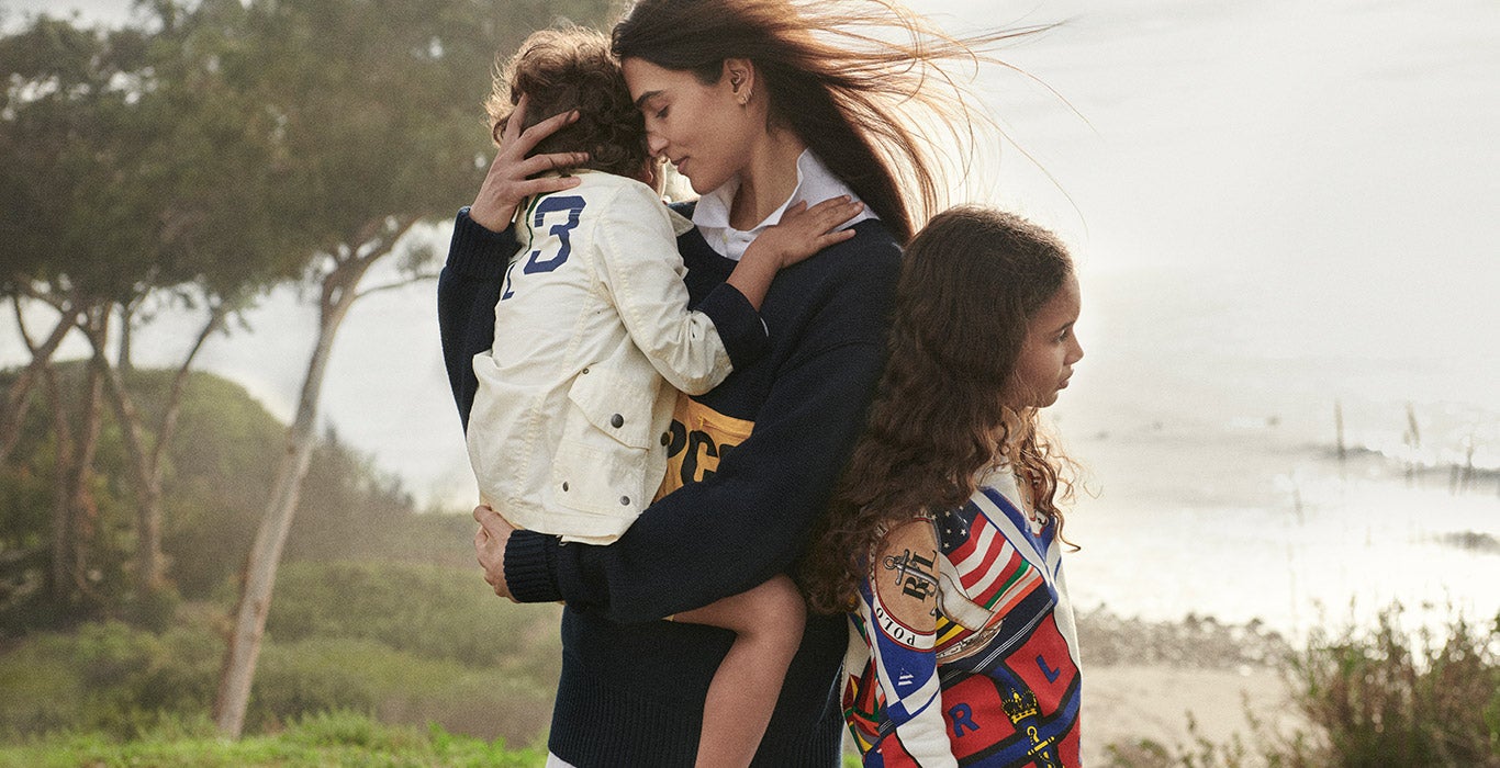 Mother with son & daughter in sport-inspired Polo styles