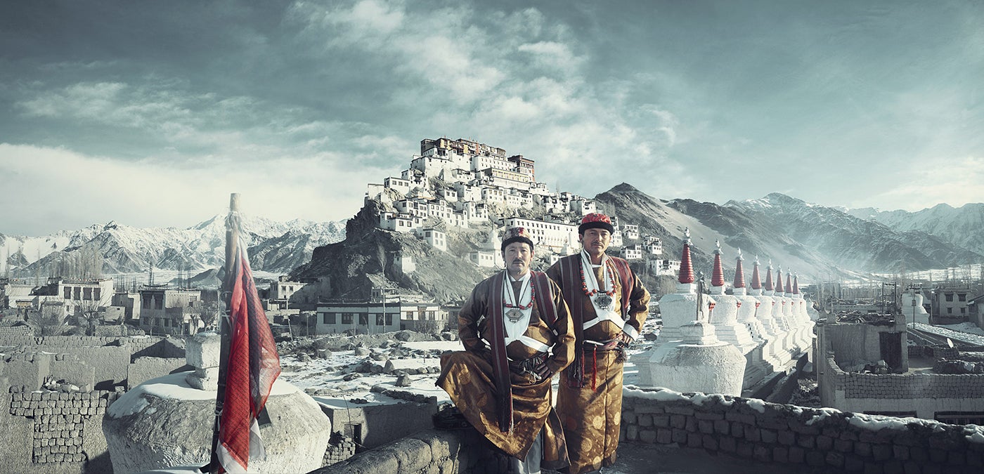<span>Temple dancers at the Thiksey Monastery, a Tibetan Buddhist monastery founded in the 15th century</span>.   