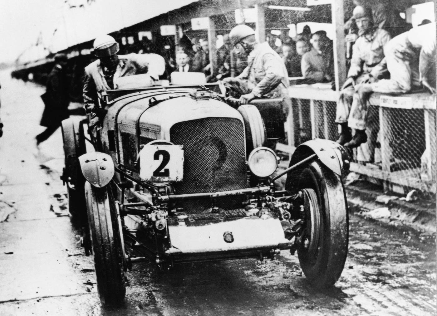 A Birkin “Blower” Bentley makes a pit stop at Le Mans, 1929