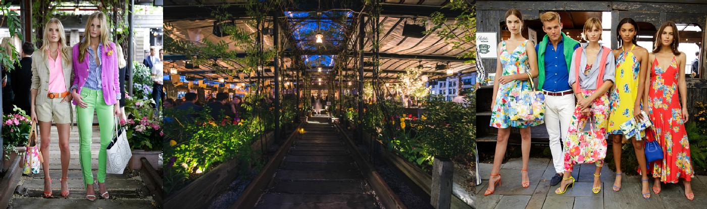 The site of Ralph Lauren’s Spring 2016 women’s Polo presentation, Gallow Green goes from secret garden to enchanted bower after sunset