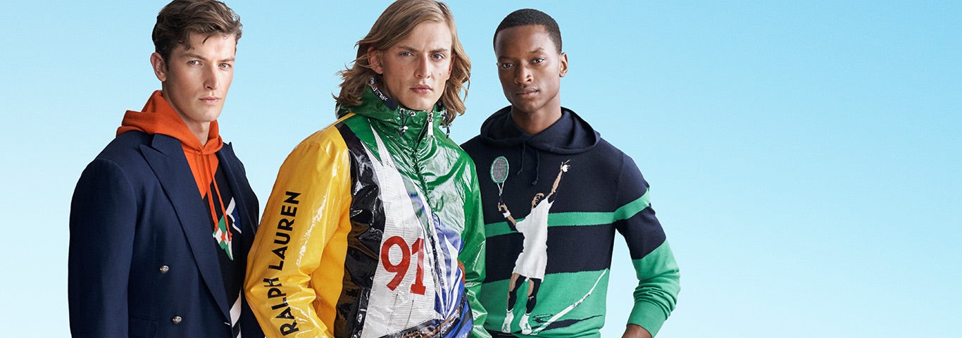 Men in sport- and nautical-inspired sweatshirts & outerwear