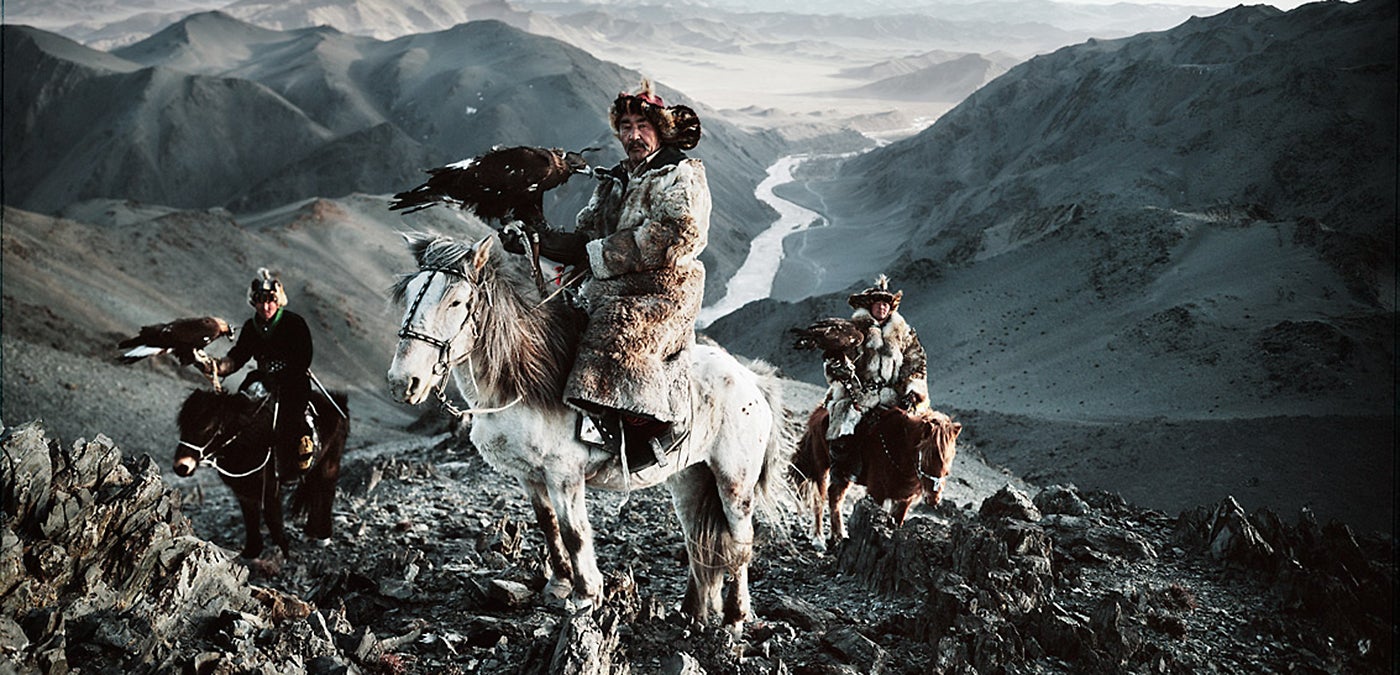 <span>Descendants of Turkic, Mongolic and Indo-Iranian indigenous groups, the Kazakhs are seminomadic people who continue to practice the ancient art of training eagles to hunt for rabbits, foxes and wolves</span>.