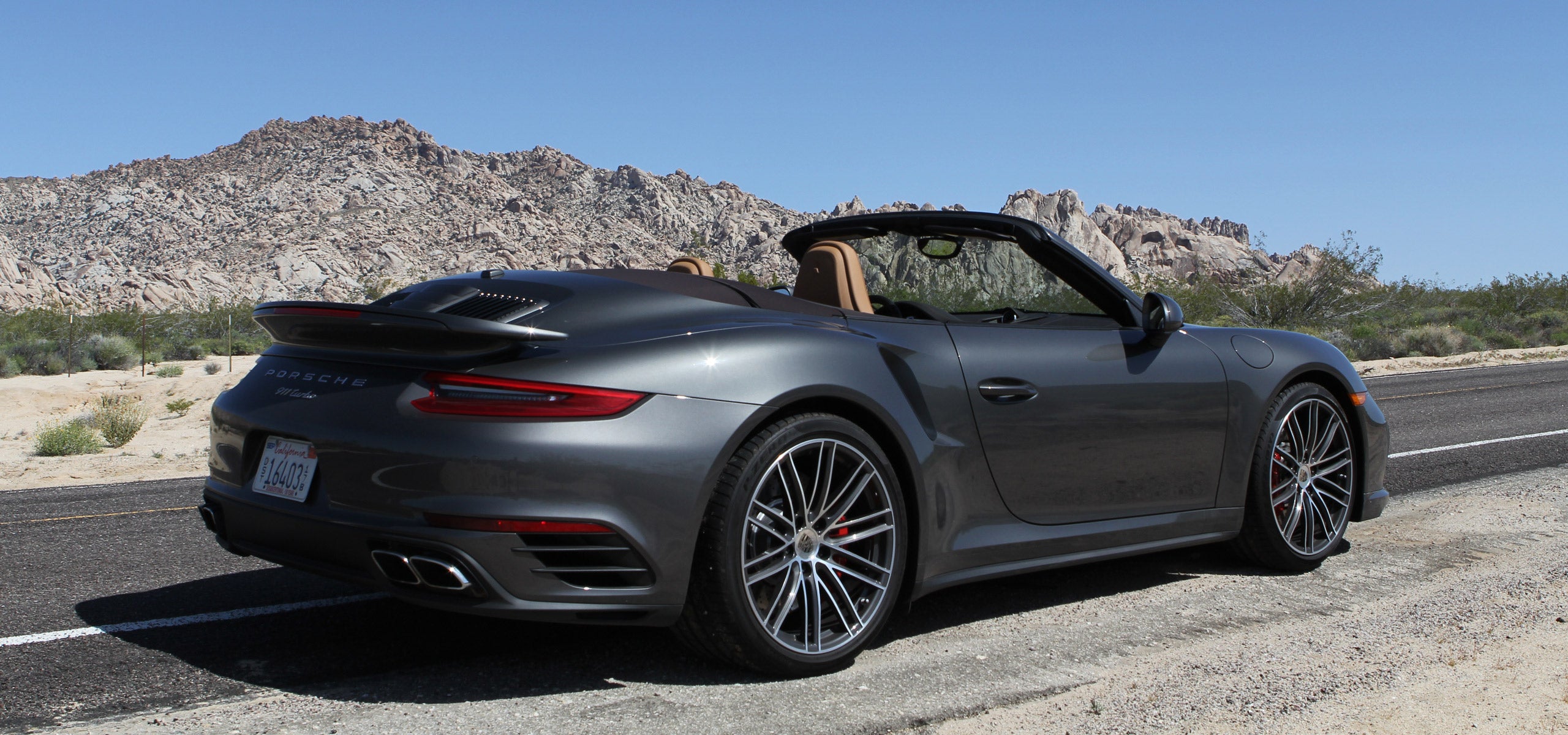 The Porsche 911 Turbo Cabriolet in agate gray