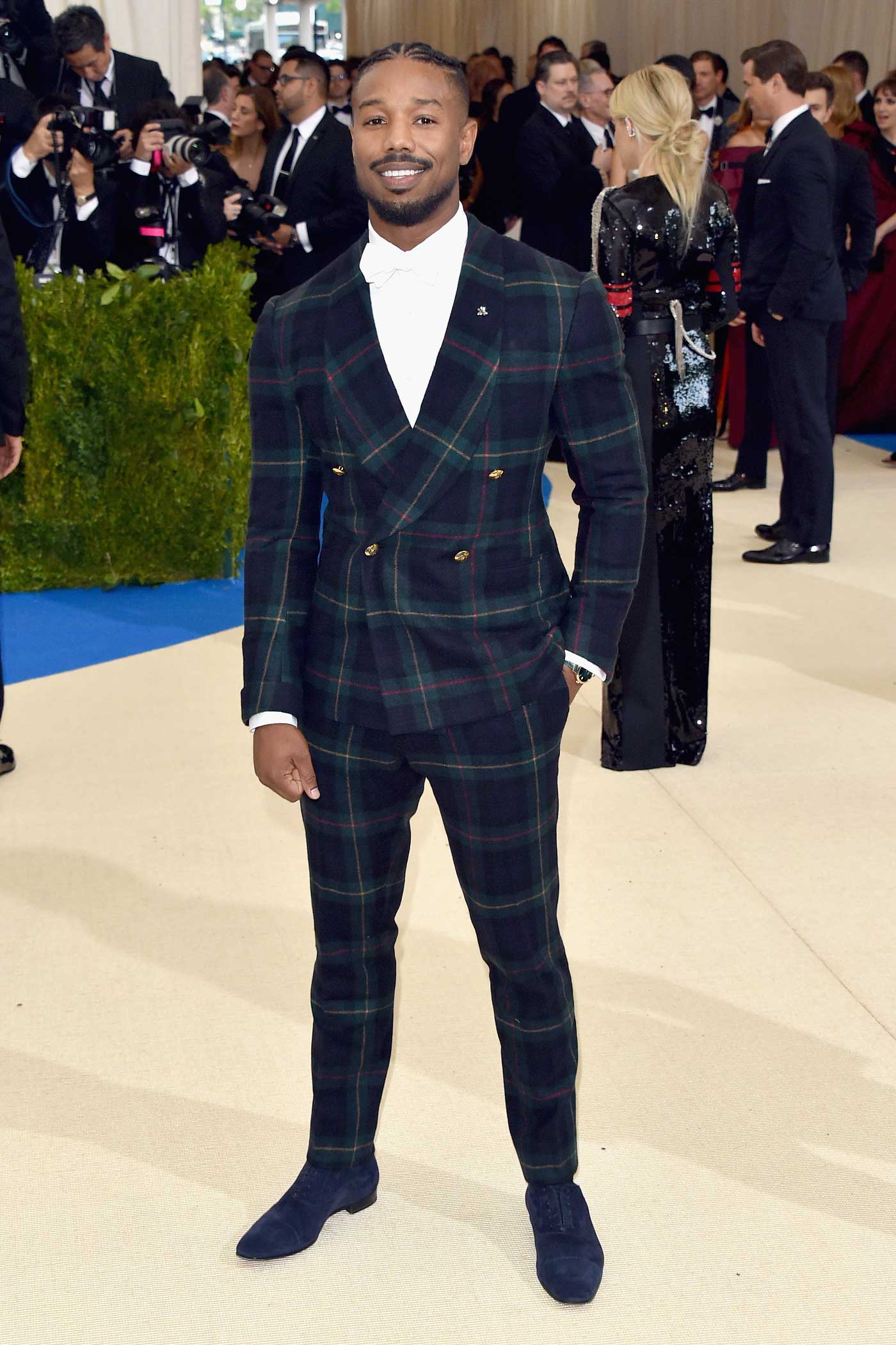 Michael B. Jordan wore a tartan tuxedo from Ralph Lauren Purple Label