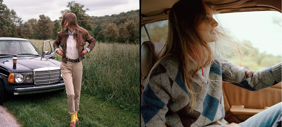 Woman in chinos & woman in argyle sweater