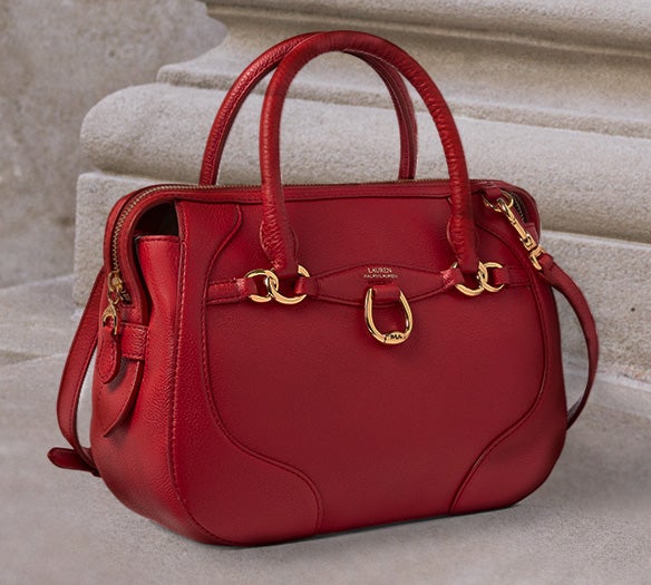 Large red shoulder bag with gold hardware