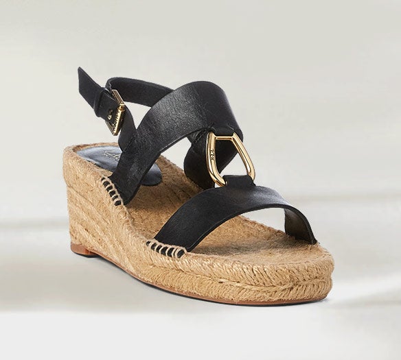 Black leather espadrille.