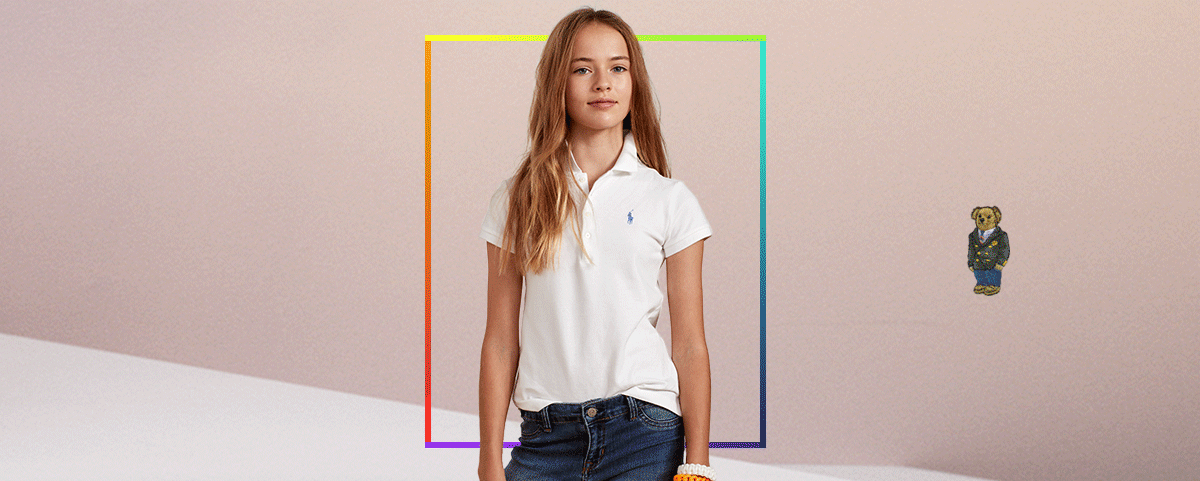 Alternating image of kids in personalized Polo attire.