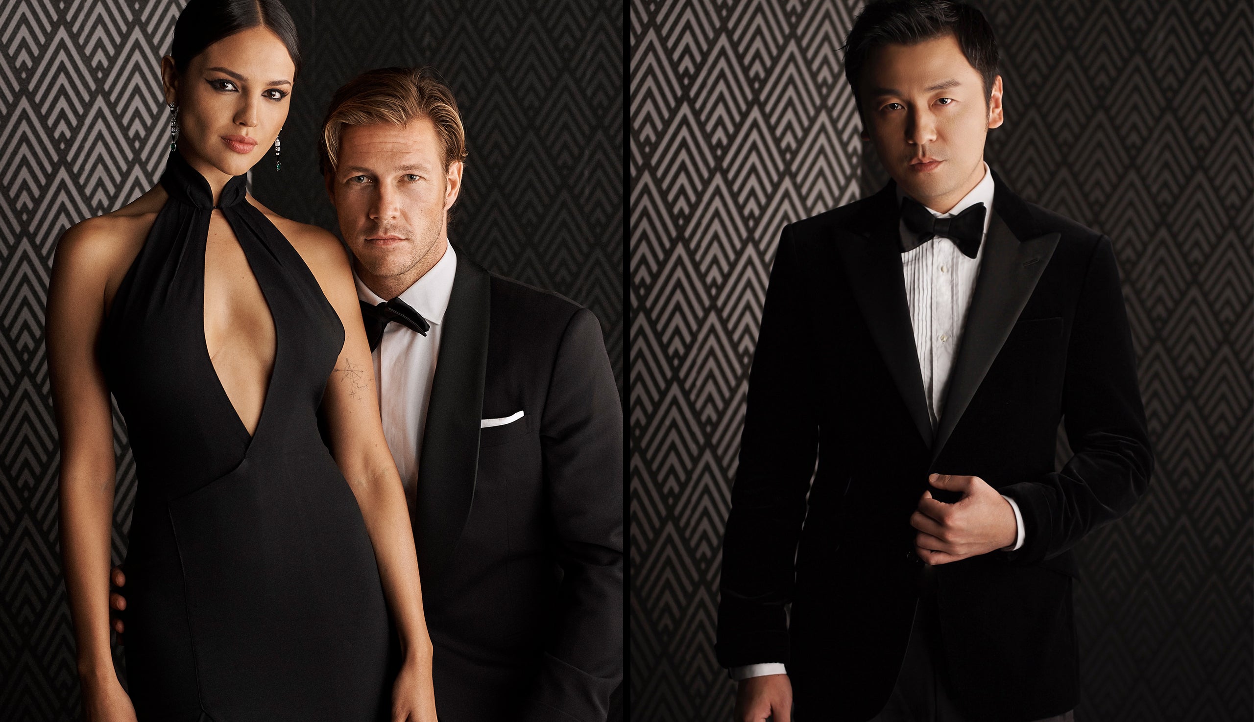 Left: Eiza Gonzalez and Luke Bracey; Right: Lei Jiayin