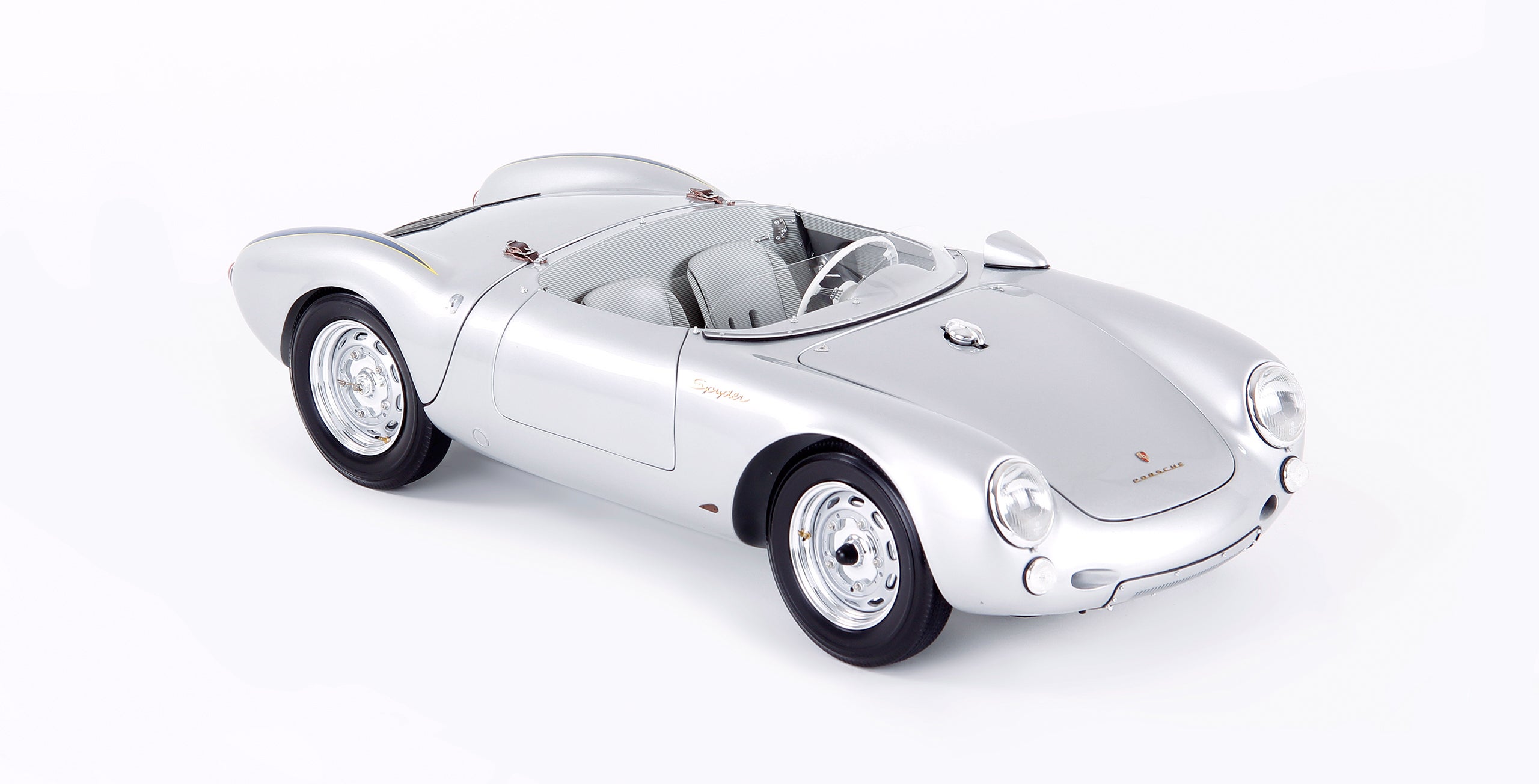 The 1955 Porsche 550 Spyder in Mr. Lauren’s collection may be best known as the car James Dean tragically crashed in September of its model year