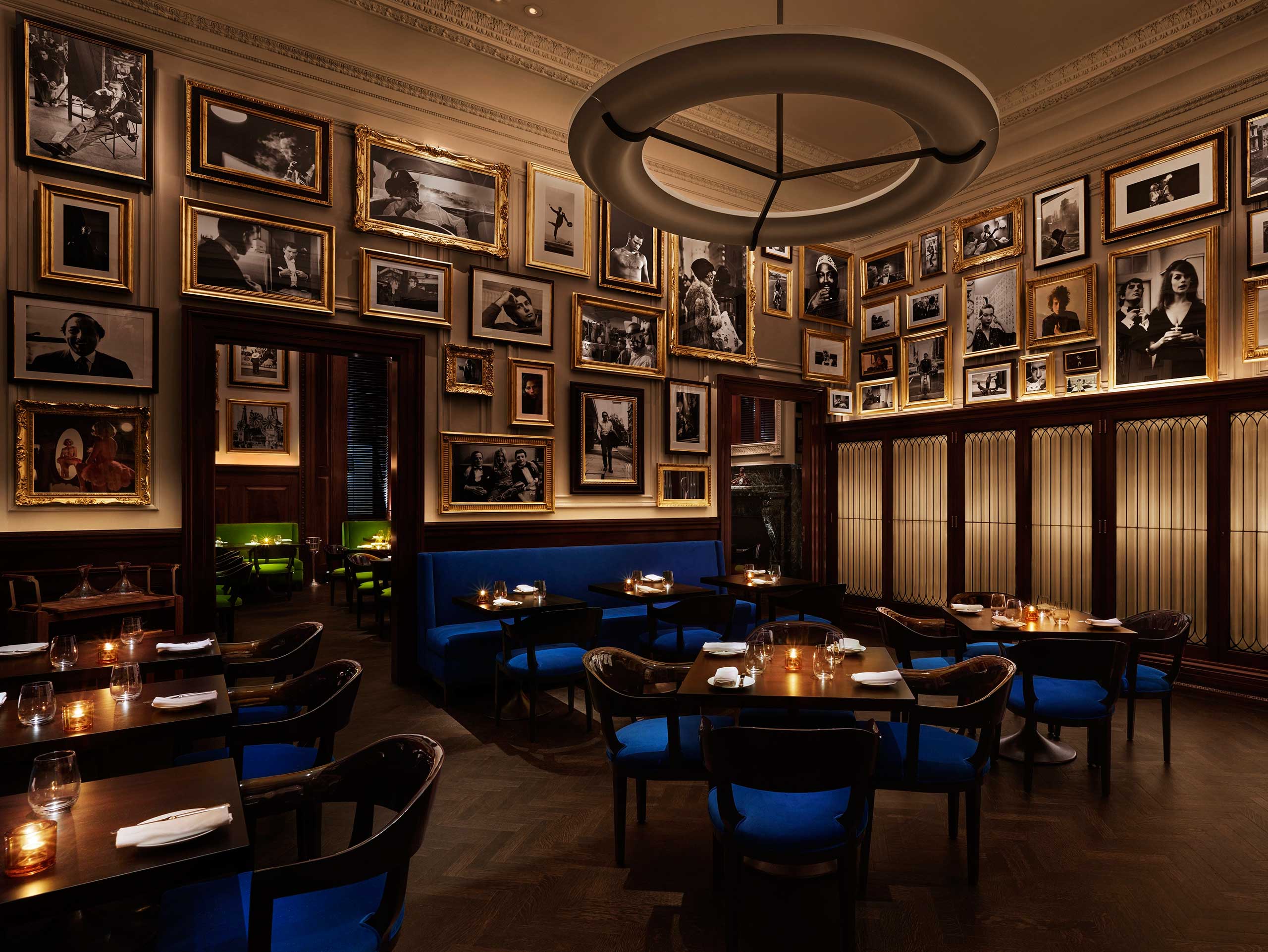 Ornate plasterwork and gold frames are one way the New York Edition’s Clocktower restaurant nods to the past
