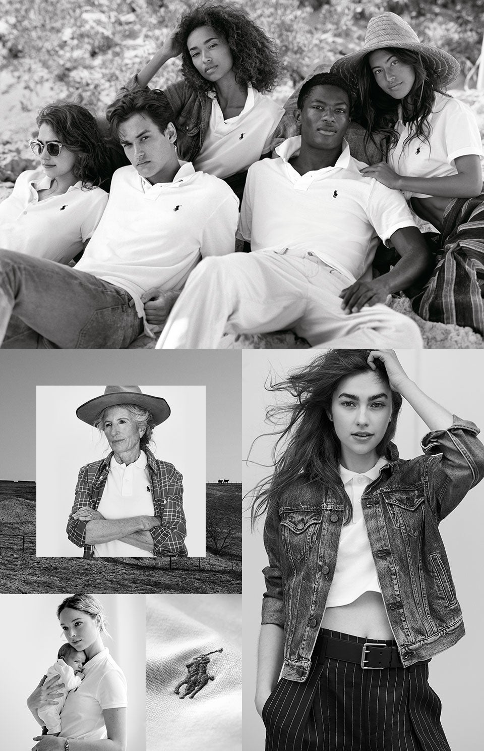 Collage of women in Polo shirt looks from casual to preppy