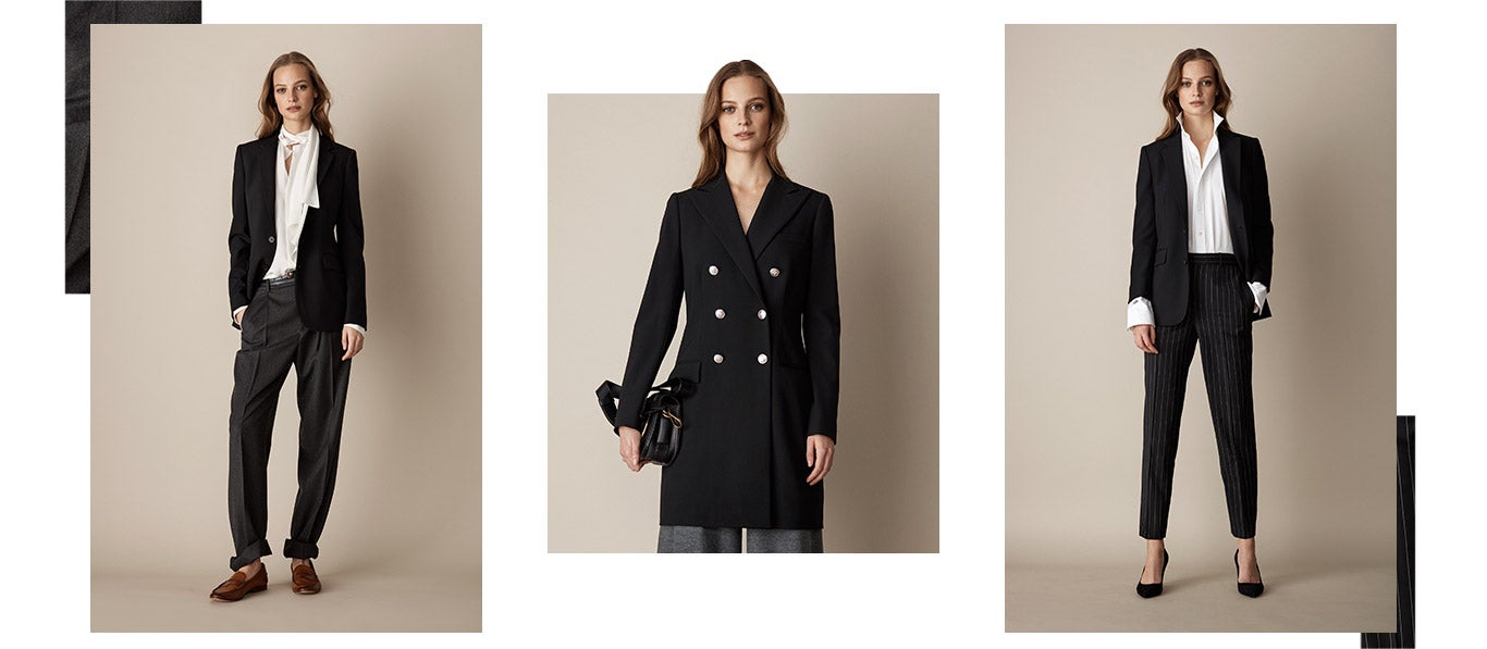 Woman in blazer worn three ways