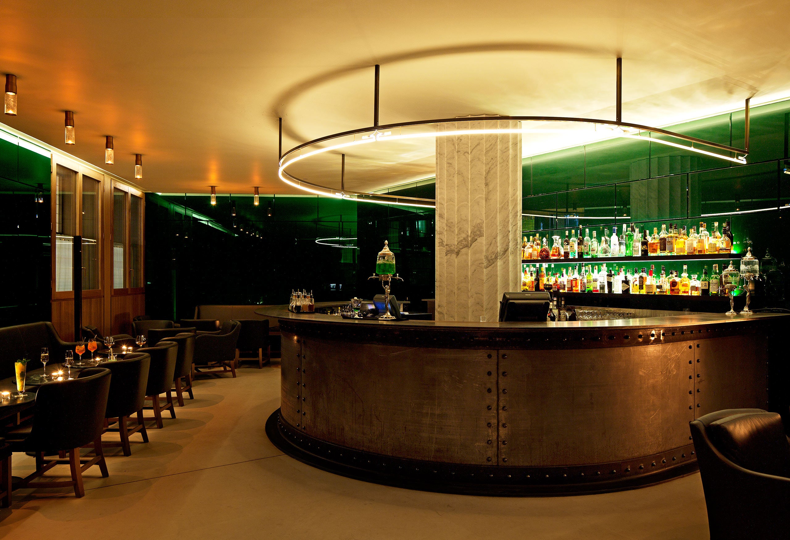 The hotel’s Green Bar specializes in absinthe and botanical cocktails