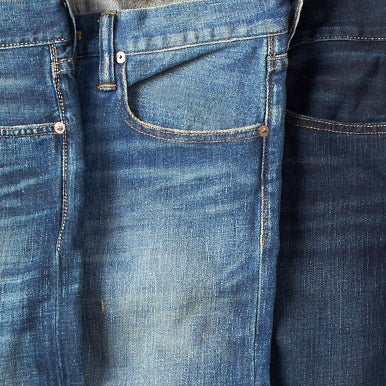 Three pairs of superstretch denim in washes from light to dark