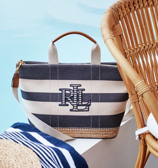 Striped Canvas Small Tote