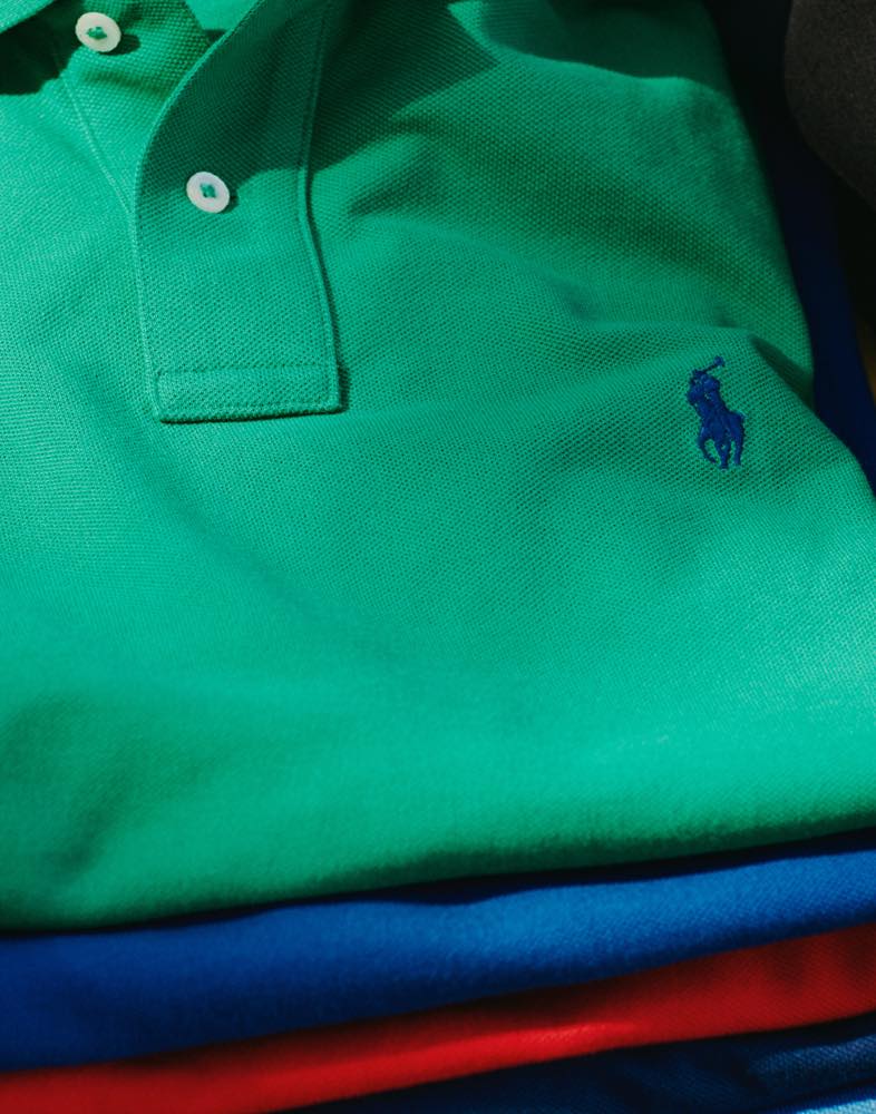 Stack of colorful Polo shirts