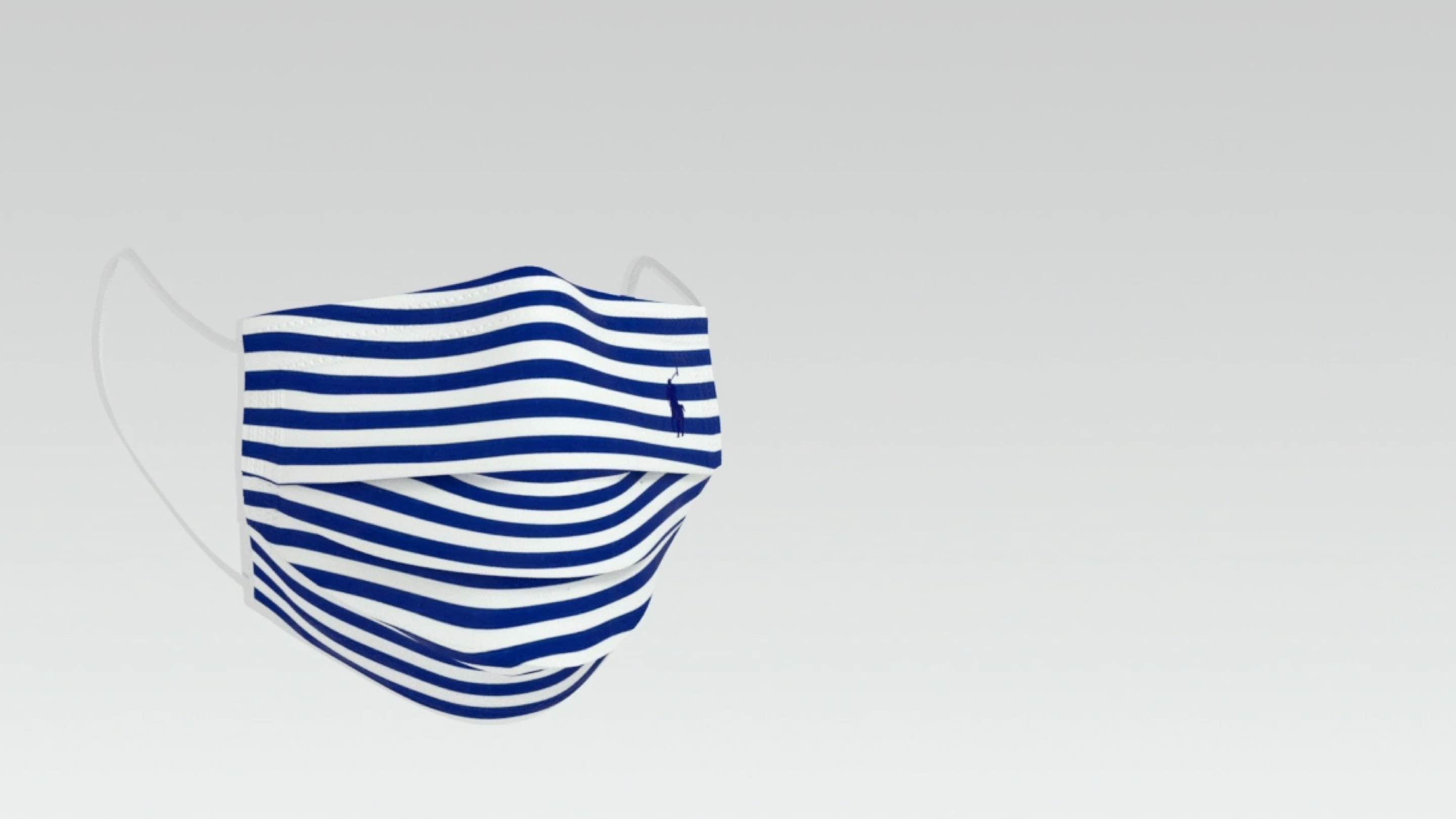 Blueandwhite striped Polo cloth face mask.