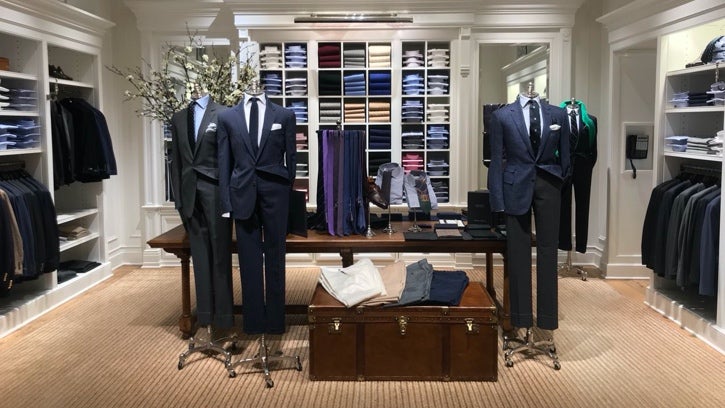 Photograph of the interior of the Ralph Lauren store at King of Prussia