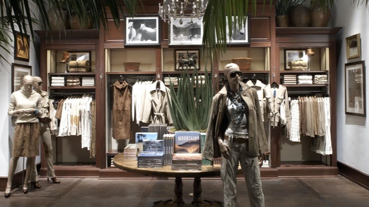 Photograph of the interior of the Ralph Lauren store in Palm Desert