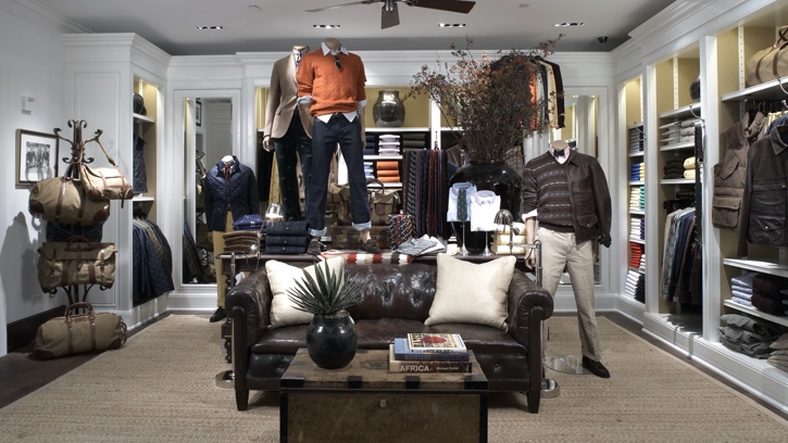 Photograph of the interior of the Ralph Lauren store in Palm Desert
