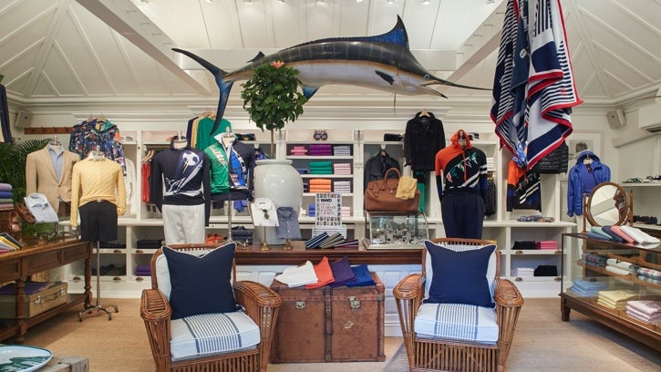 Photograph of the interior of the Ralph Lauren store in Southampton